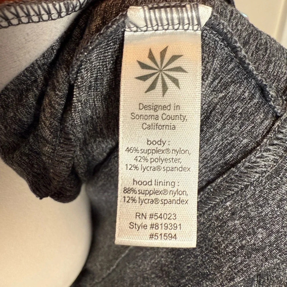 Athleta Gray Pleated Full Zipper Hoodie Long Jacket Women’s Size Small - Picture 7 of 9